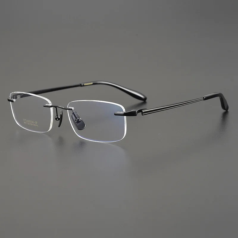 Muzz Men's Rimless Square Titanium Eyeglasses M9010 Rimless Muzz black  