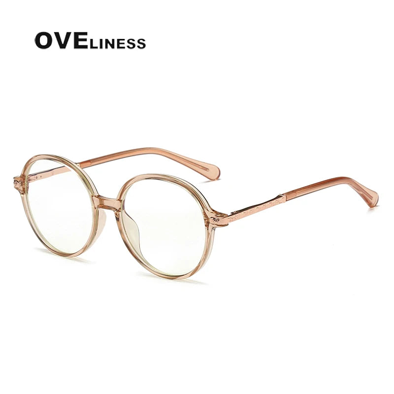 Oveliness Unisex Youth's Full Rim Round Tr 90 Alloy Eyeglasses  20201 Full Rim Oveliness brown  
