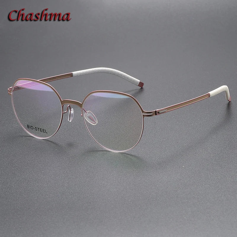 Chashma Ochki Unisex Full Rim Flat Top Round Tr 90 Titanium Eyeglasses 460 Full Rim Chashma Ochki Orange Gold  