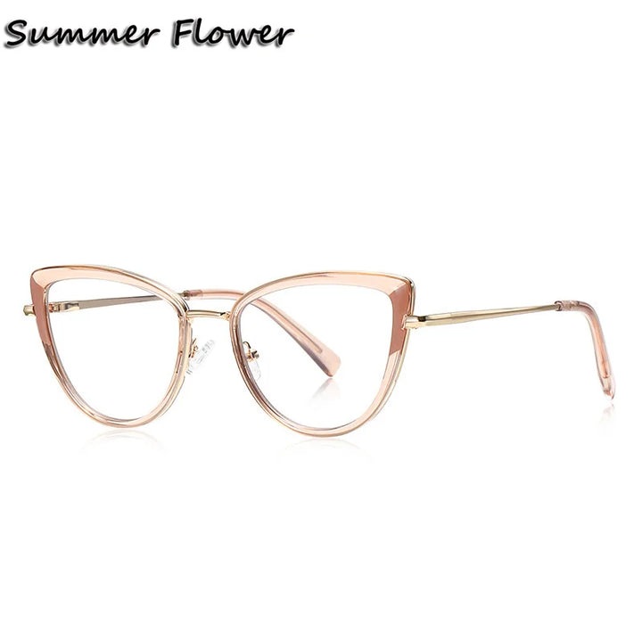 Summer Flower Women's Full Rim Cat Eye Tr 90 Titanium Eyeglasses 31274