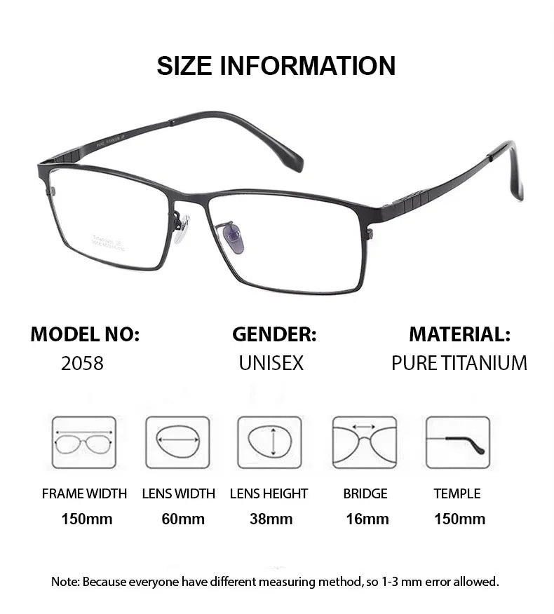 Summer Flower Men's Full Rim Polygon Square Titanium Eyeglasses 205844
