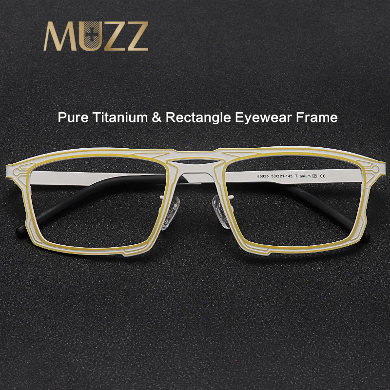 Muzz 8582 men's rectangle pure titanium prescription eyeglasses