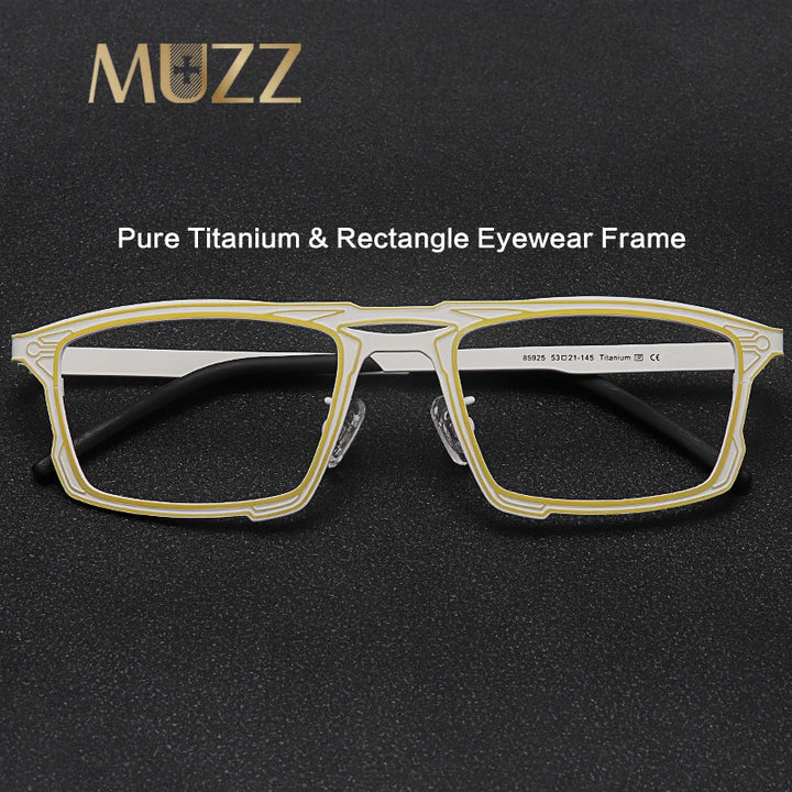 Muzz 8582 men's rectangle pure titanium prescription eyeglasses