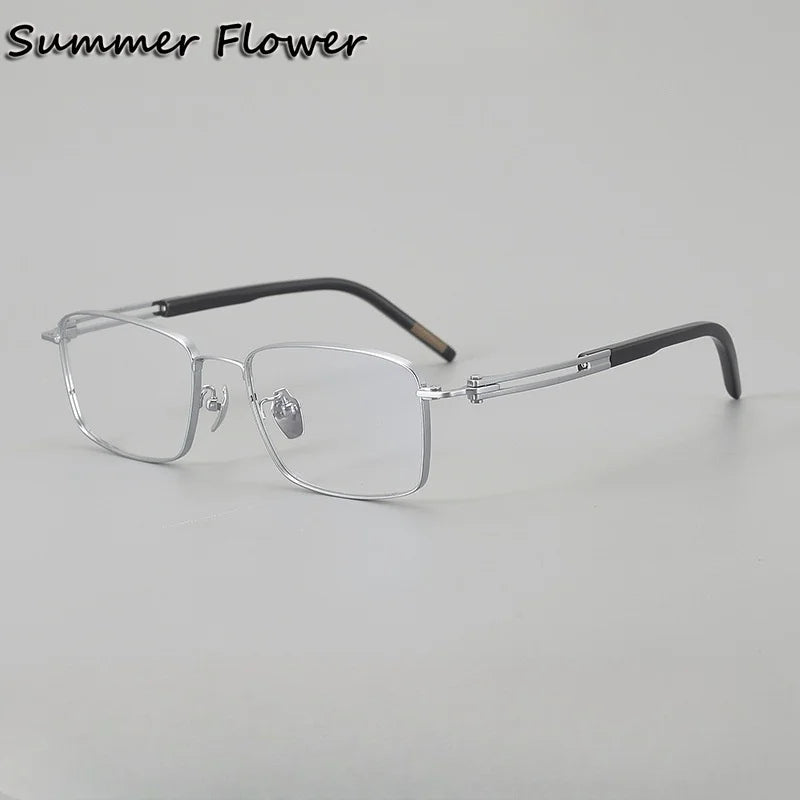 Summer Flower Men's Full Rim Square Titanium Horn Eyeglasses 611226