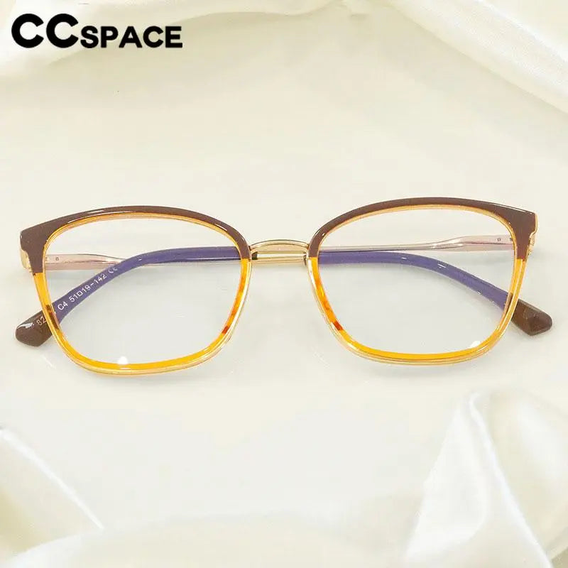 CCSpace Women's Full Rim Square Tr 90 Titanium Eyeglasses 56863 Full Rim CCspace   