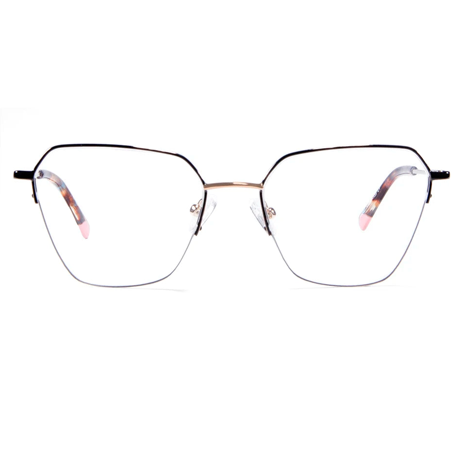 Esnbie Women's Semi Rim Square Alloy Acetate Eyeglasses 80321 Semi Rim Esnbie   