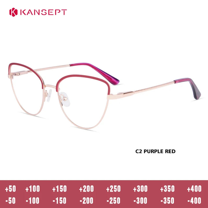 Kansept Women's Full Rim Oval Cat Eye Alloy Reading Glasses 53309