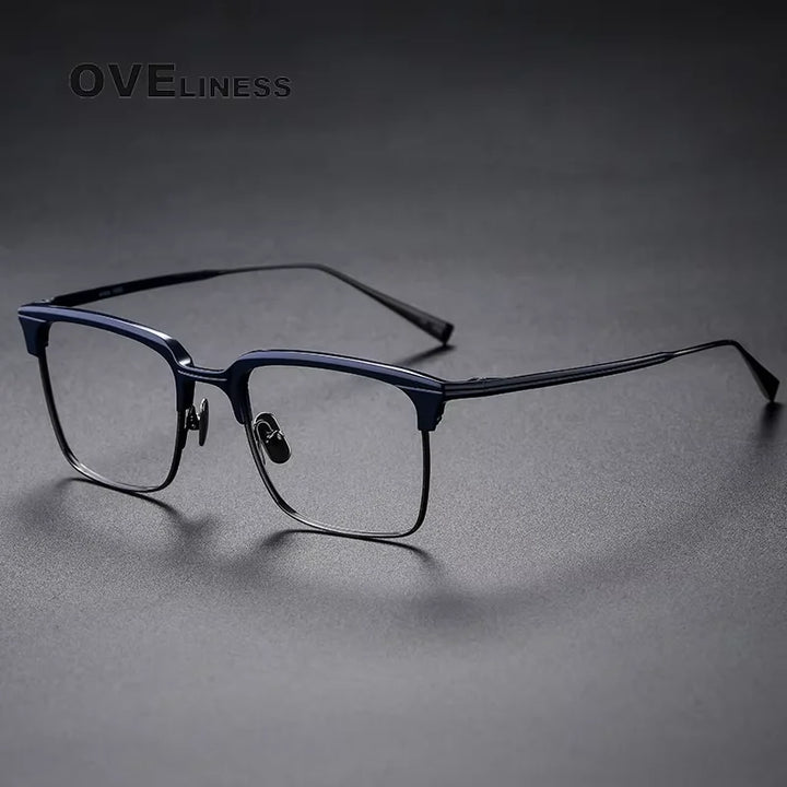 Oveliness Women's Full Rim Square Acetate Titanium Eyeglasses 614137