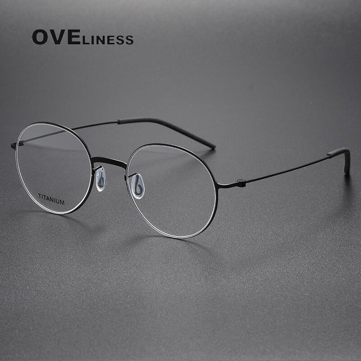 Oveliness Unisex Full Rim Round Screwless Titanium Eyeglasses 5501 Full Rim Oveliness black  