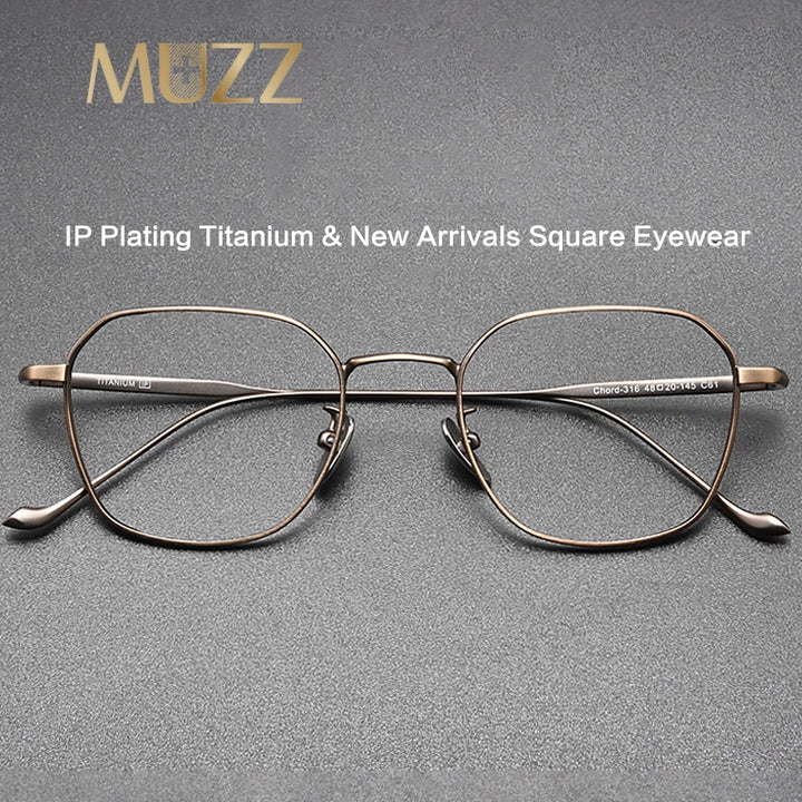 Muzz Unisex Full Rim Geometric IP Titanium Eyeglasses 316 Full Rim Muzz   