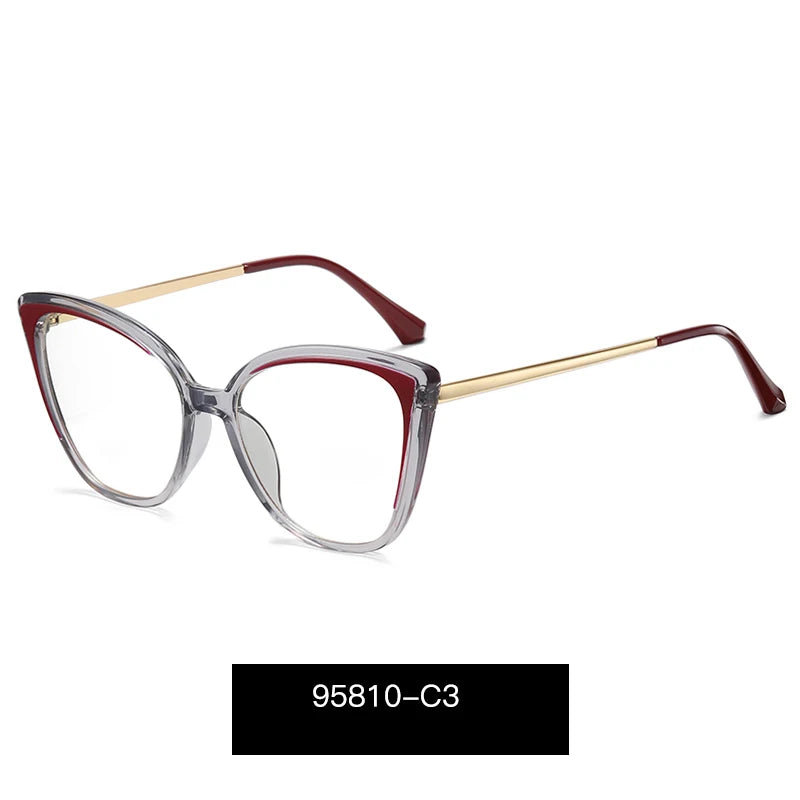 Handoer Women's Full Rim Oval Cat Eye Tr 90 Alloy Eyeglasses 95810