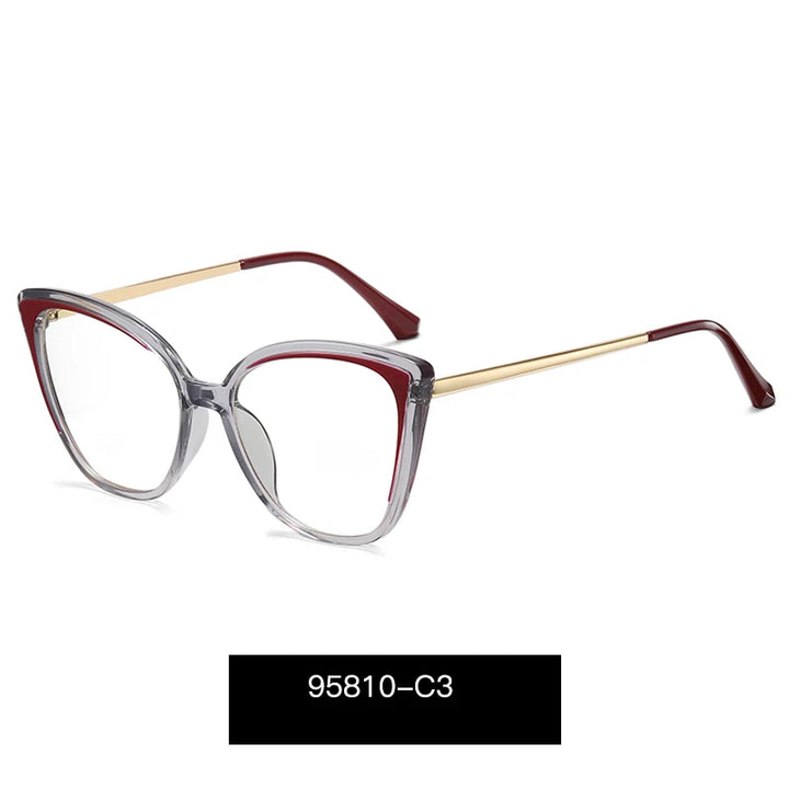 Handoer Women's Full Rim Oval Cat Eye Tr 90 Alloy Eyeglasses 95810