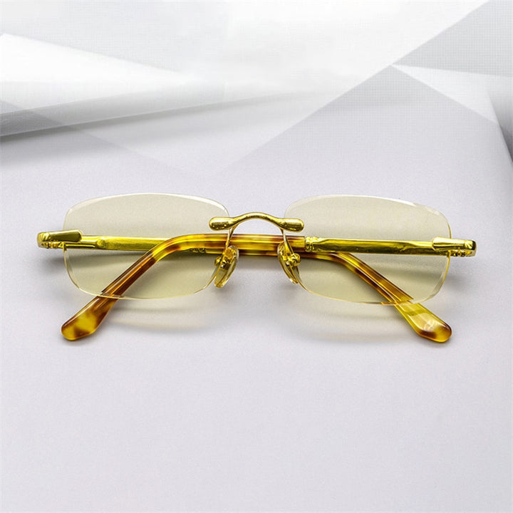 Cubojue Unisex Rimless Square Alloy Mineral Lens Presbyopic Reading Glasses Reading Glasses Cubojue   