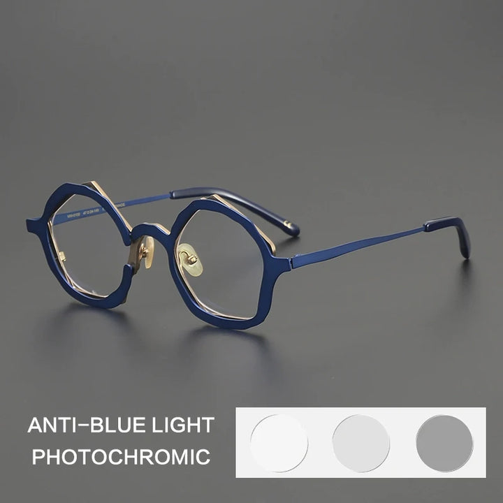 Gatenac Unisex Full Rim Oval Titanium Photochromic Reading Glasses 970100