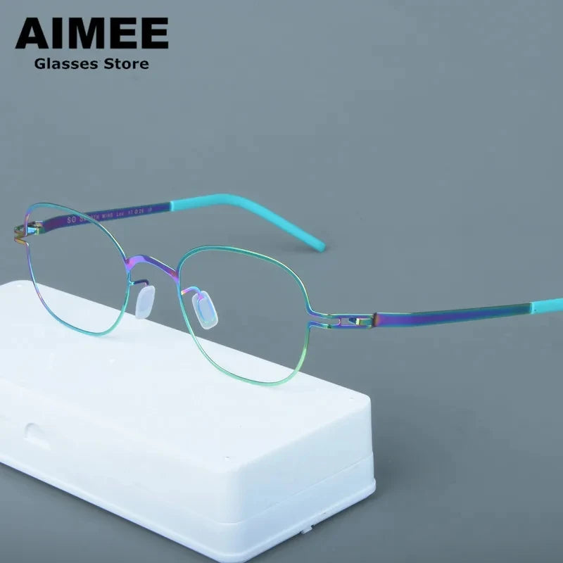 Aimee Women's Full Rim Square Oval Screwless Steel Eyeglasses 13547 Full Rim Aimee   