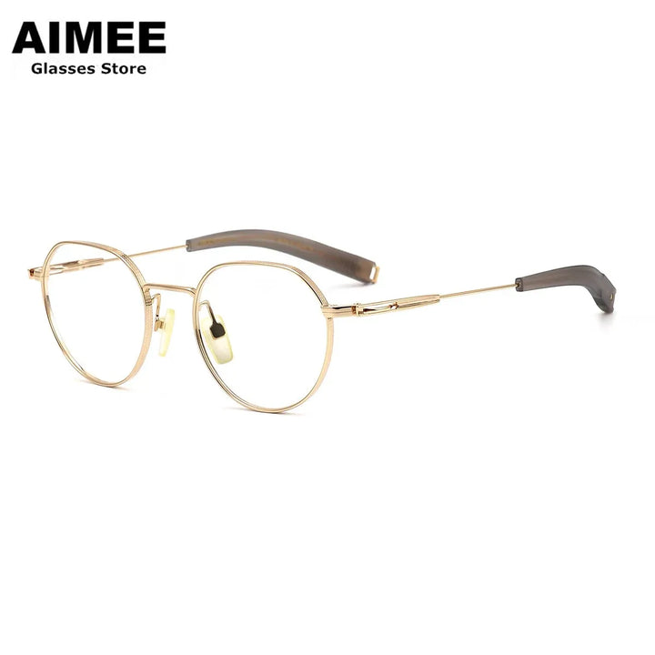 Aimee Unisex Full Rim Flat Top Oval Titanium Eyeglasses 25108 Full Rim Aimee   