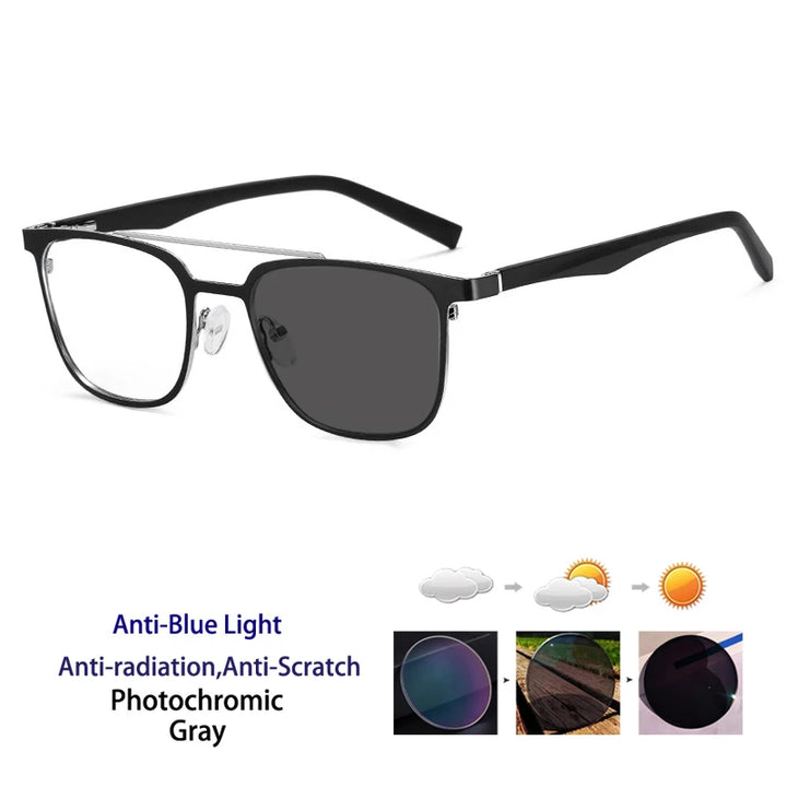 Kocolior Women's Full Rim Square Double Bridge Alloy Reading Glasses 91362