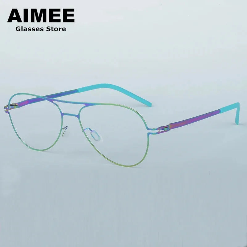 Aimee Unisex Full Rim Oval Double Bridge Steel Eyeglasses 14052 Full Rim Aimee Mulit  