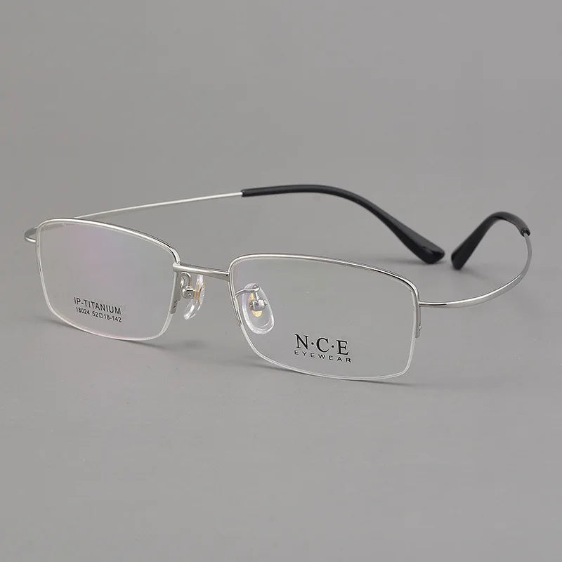 Hdcrafter Unisex Semi Rim Oval Square Titanium Eyeglasses 618024
