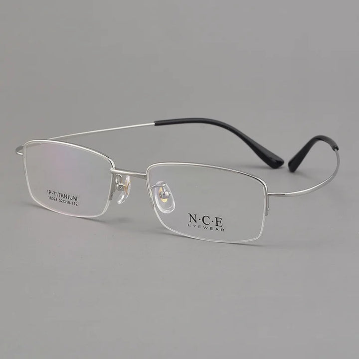 Hdcrafter Unisex Semi Rim Oval Square Titanium Eyeglasses 618024