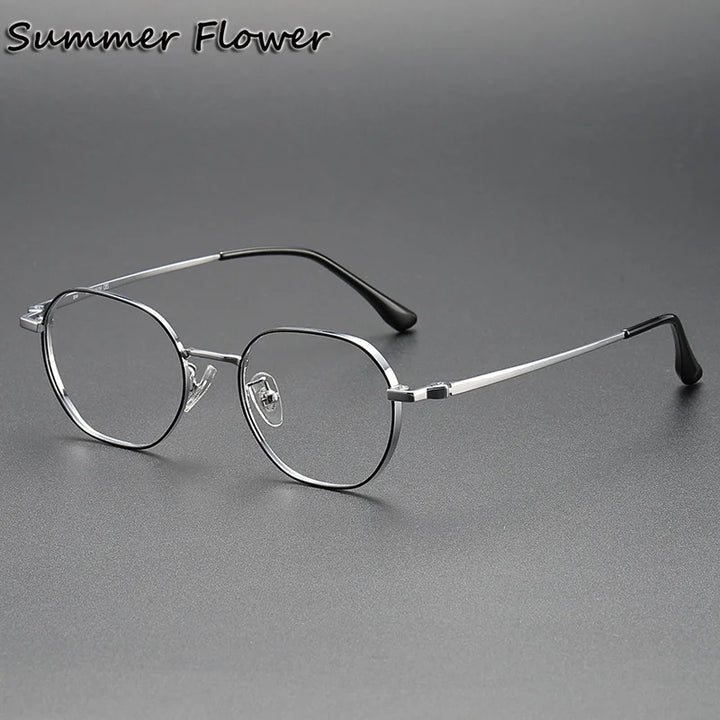 Summer Flower Women's Full Rim Flat Top Round Steel Eyeglasses 124208