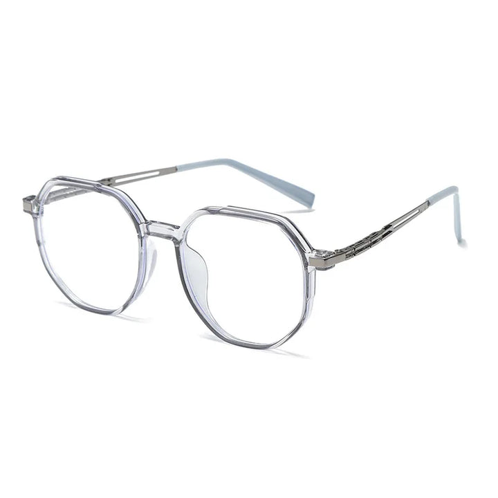 Kocolior Unisex Full Rim Polygon Alloy Tr 90 Eyeglasses 81317 Full Rim Kocolior Gray  