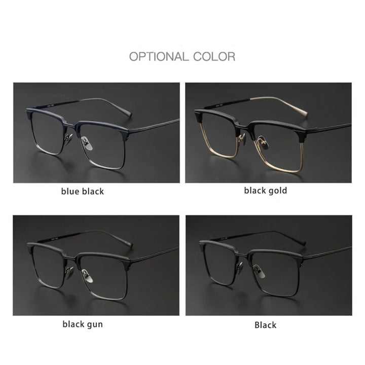Hdcrafter Men's Full Rim Square Titanium Eyeglasses S1905 Full Rim Hdcrafter Eyeglasses   