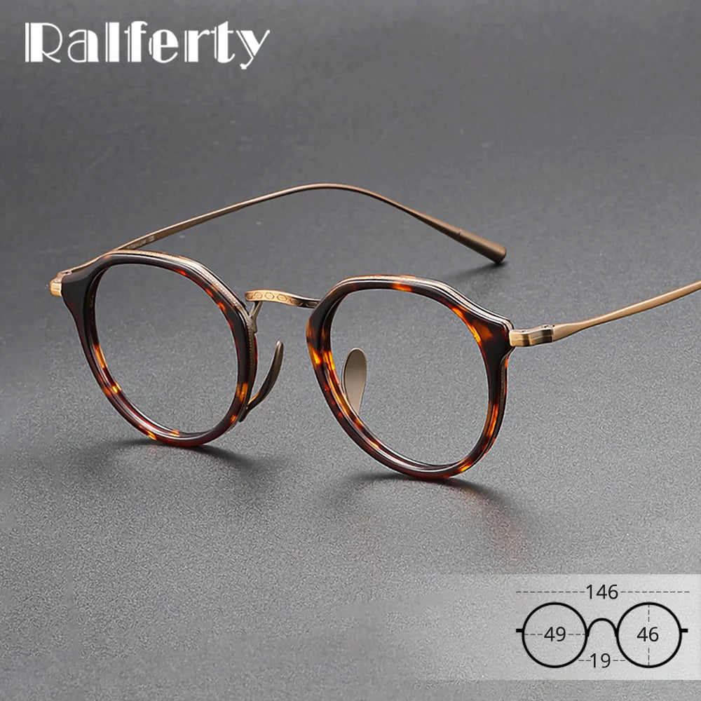 Ralferty Men's Full Rim Retro Acetate Titanium Prescription Eyeglasses X1113