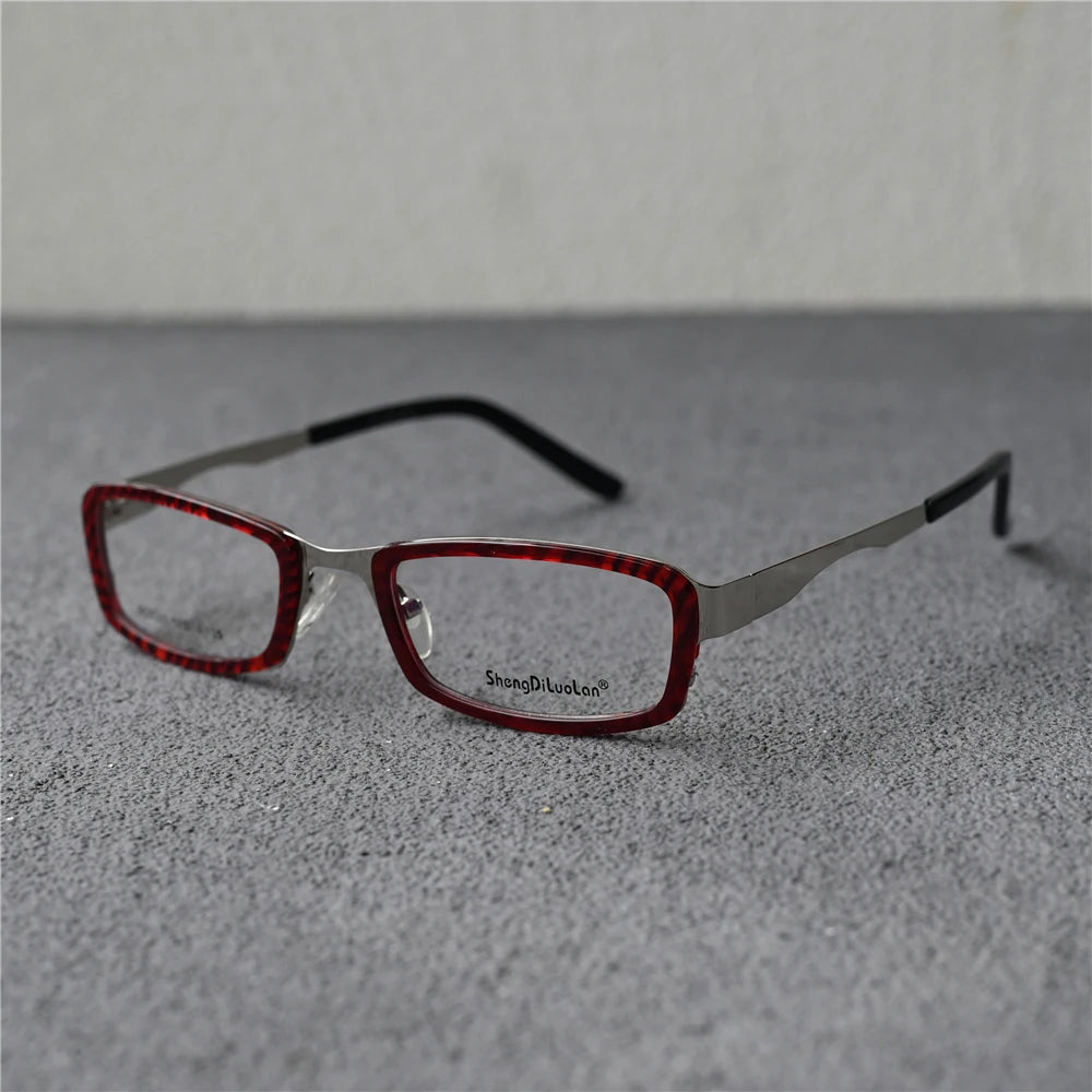 Cubojue Unisex Full Rim Rectangle Alloy Acetate Reading Glasses 2108 Reading Glasses Cubojue +400 Red 