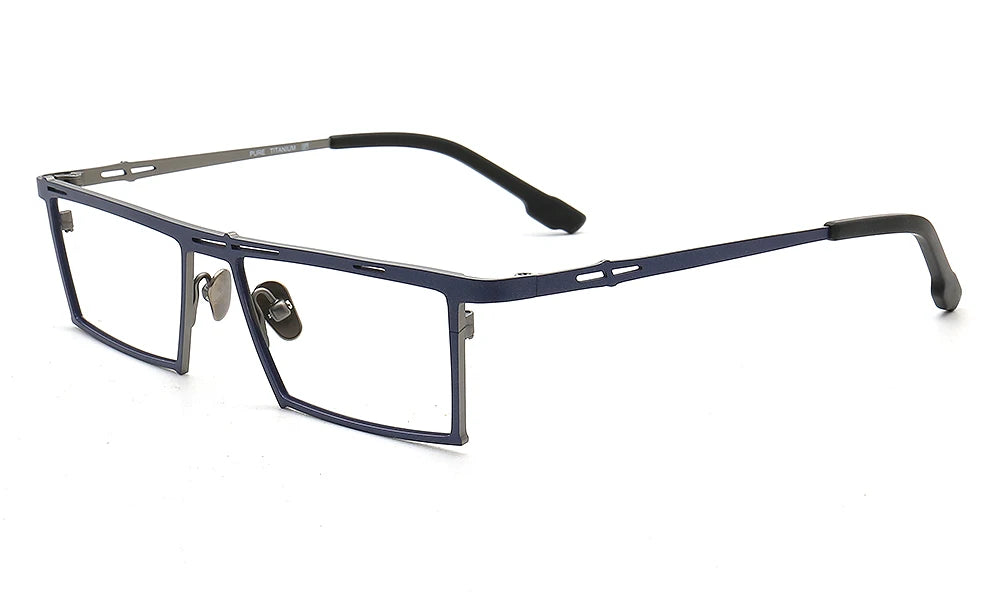 Muzz Unisex Full Rim Small Square Brow Line Titanium Eyeglasses T7760 Full Rim Muzz C2  