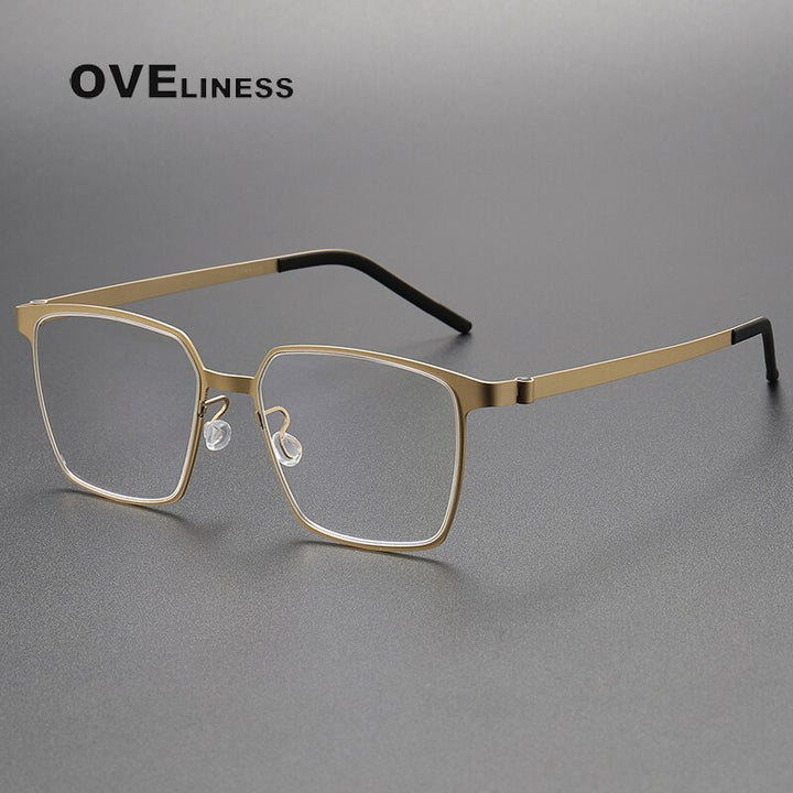 Oveliness Unisex Full Rim Square Titanium Eyeglasses 9637 Full Rim Oveliness gold  