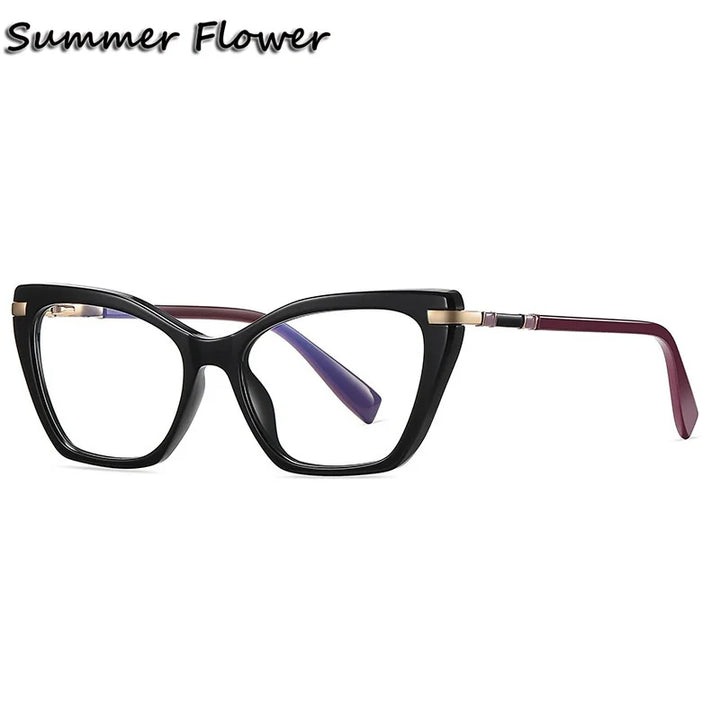 Summer Flower Women's Full Rim Butterfly Tr 90 Titanium Eyeglasses 210444