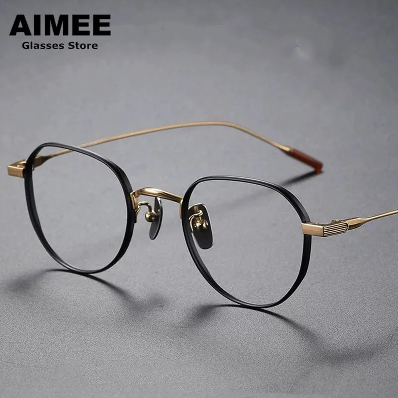 Aimee Unisex Full Rim Flat Top Round Titanium Eyeglasses 80803 Full Rim Aimee   