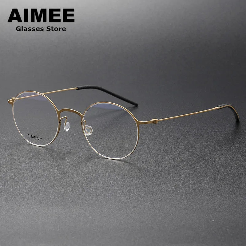 Aimee Unisex Full Rim Round Screwless Titanium Eyeglasses 5504 Full Rim Aimee   