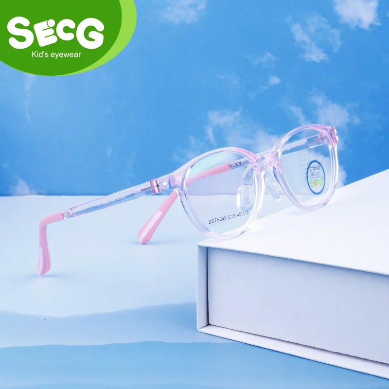 Secg Unisex Children's Full Rim Square Silicone Tr 90 Eyeglasses 214245