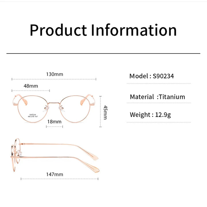 KatKani Unisex Full Rim Round Titanium Eyeglasses 90234 Full Rim KatKani Eyeglasses   