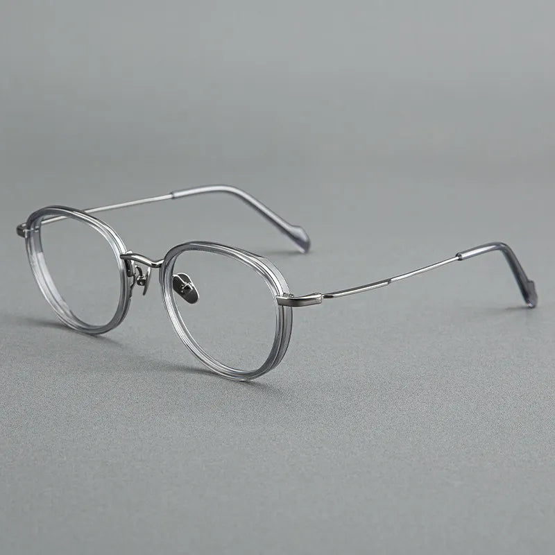 Black Mask Unisex Full Rim Round Titanium Eyeglasses BM-GH0084