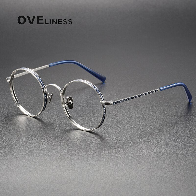 Oveliness Unisex Full Rim Round Titanium Eyeglasses M3100 Full Rim Oveliness silver  