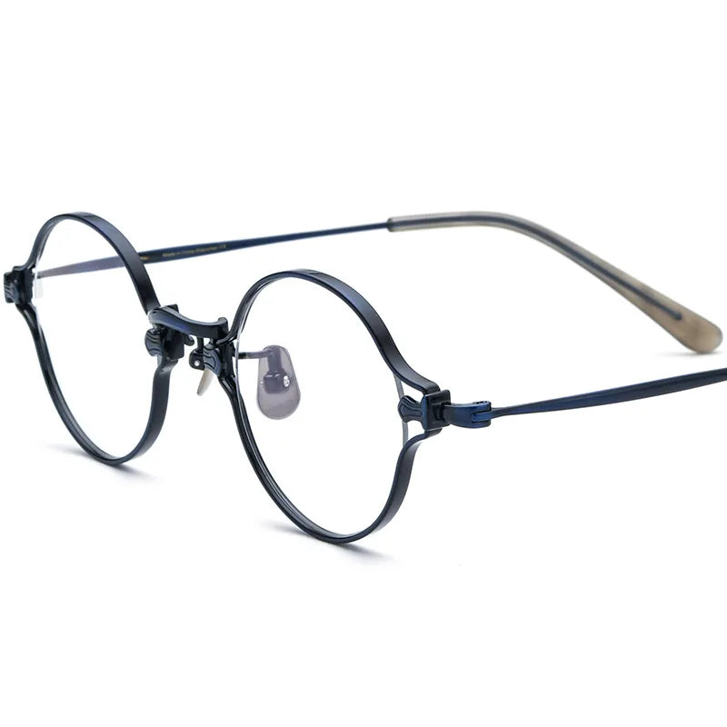 Nobler Unisex Full Rim Irregular Round Titanium Eyeglasses K188 Full Rim Nobler   