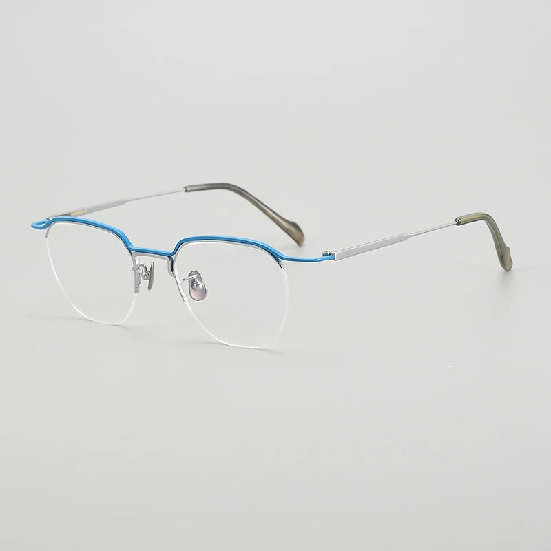 Hewei Unisex Semi Rim Polygon Square Titanium Eyeglasses 190036 Semi Rim Hewei C3  