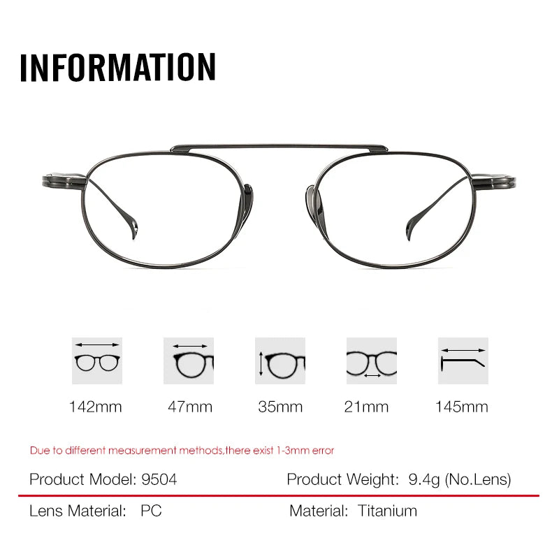 Aror Unisex Full Rim Square Brow Line Titanium Eyeglasses 95047