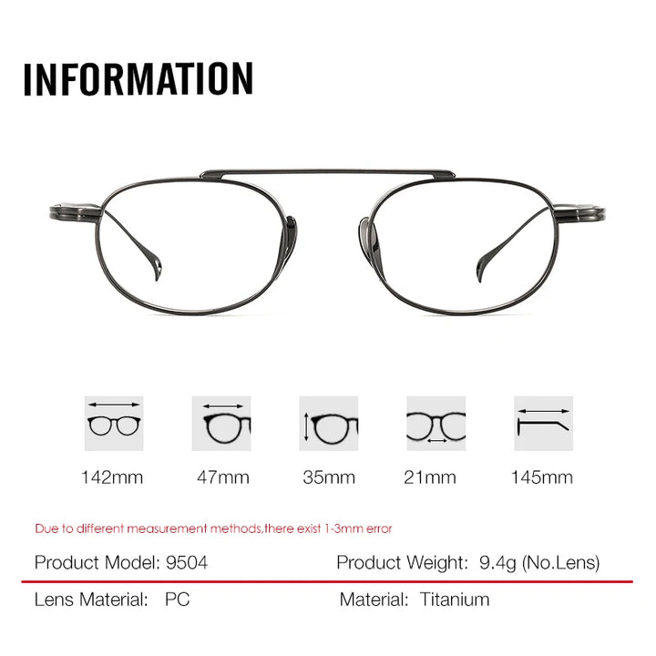 Aror Unisex Full Rim Square Brow Line Titanium Eyeglasses 95047