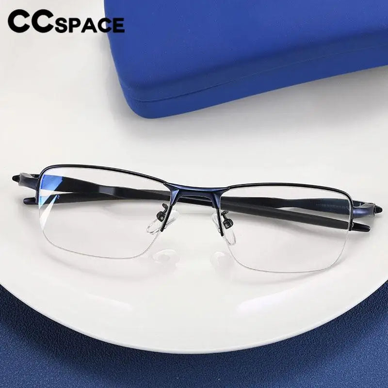 CCSpace Unisex Semi Rim Small Square Tr 90 Titanium Eyeglasses 57236 Semi Rim CCspace   