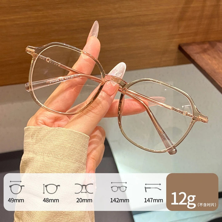 Yimaruili Unisex Full Rim Polygonal Tr 90 Alloy Eyeglasses 210499