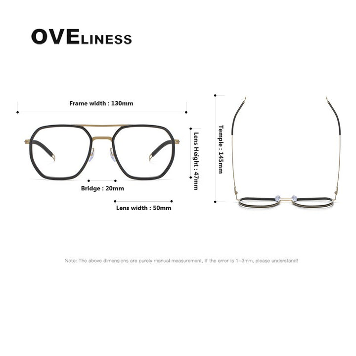 Oveliness Full Rim Square Double Bridge Titanium Eyeglasses 8202310 Full Rim Oveliness   