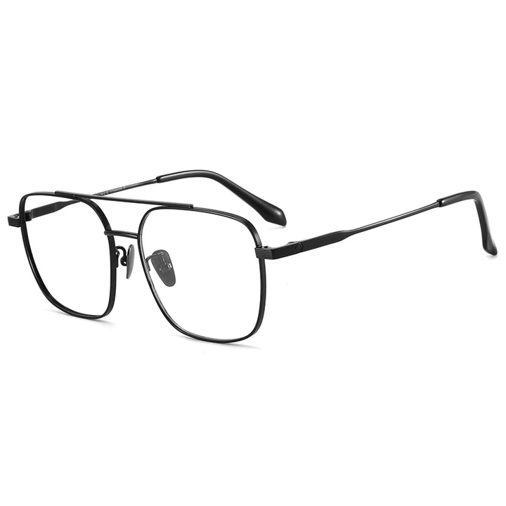 Bclear Men's Full Rim Square Double Bridge Titanium Eyeglasses 86691 Full Rim Bclear black  