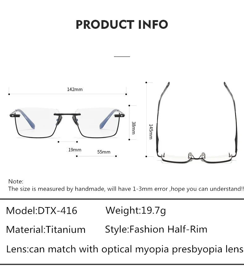 Aimee Unisex Semi Rim Square Titanium Eyeglasses 4416 Semi Rim Aimee   