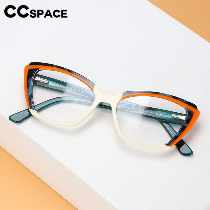 CCSpace Unisex Full Rim Square Cat Eye Acetate Eyeglasses 56558 Full Rim CCspace   