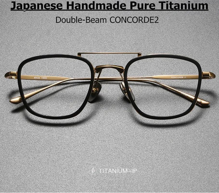 Aimee Unisex Full Rim Square Double Bridge Titanium Acetate Eyeglasses 3151