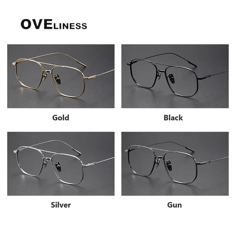 Oveliness Women's Full Rim Square Double Bridge Titanium Eyeglasses 13353 Full Rim Oveliness   